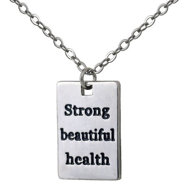 Inspirational Workout Pendant Necklace Fitness Gym Gold Color Stronger Than Yesterday Charm Necklace Women Handmade Jewelry