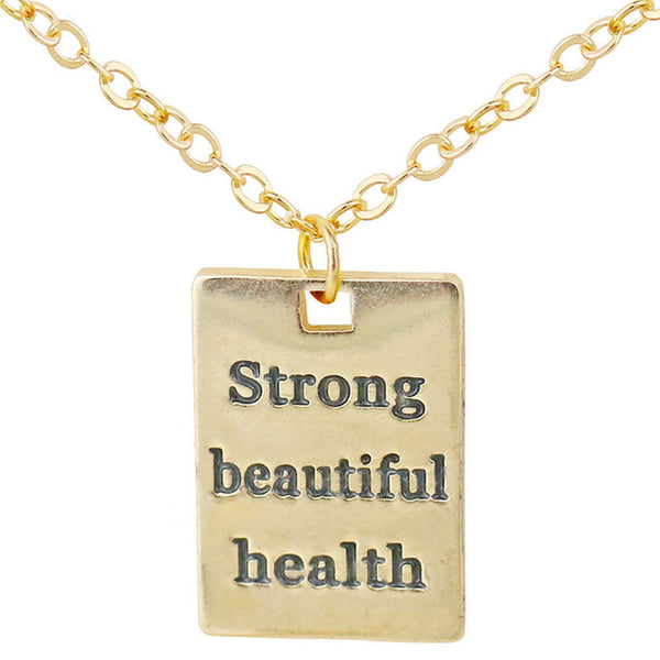 Inspirational Workout Pendant Necklace Fitness Gym Gold Color Stronger Than Yesterday Charm Necklace Women Handmade Jewelry